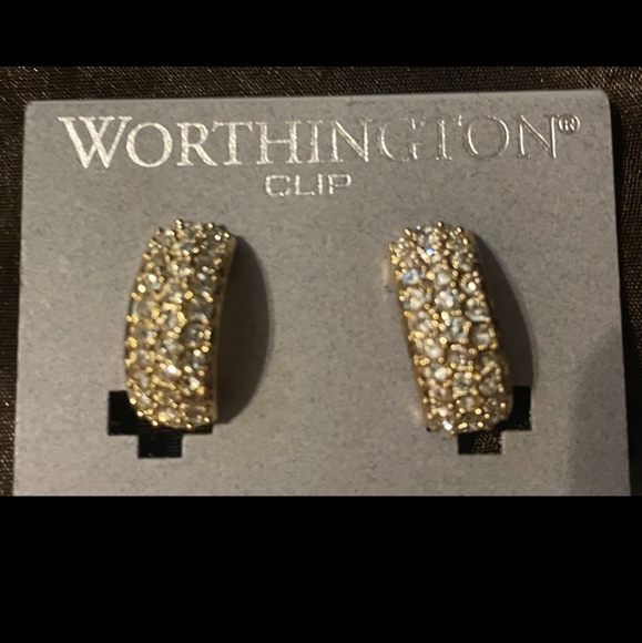 VTG Roman Earrings Hoop Pave Rhinestone Circle - Picture 3 of 4